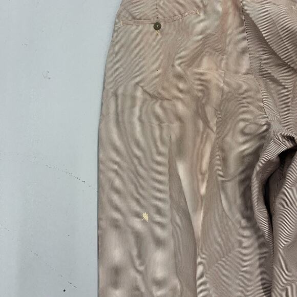 Vintage 60s Brown Striped Seersucker Nylon Trousers 32x32 - Picture 4 of 5